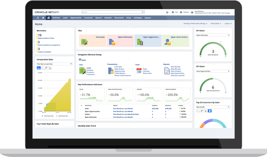 NetSuite dashboard