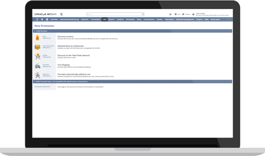 NetSuite Dashboard. Screenshot.