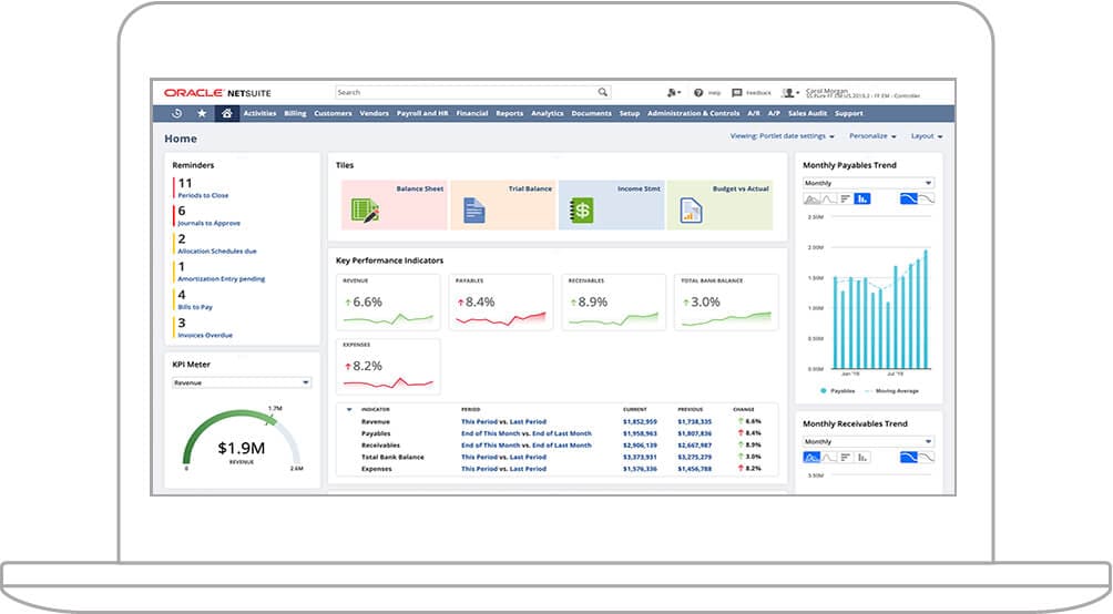 NetSuite Financials Dashboard